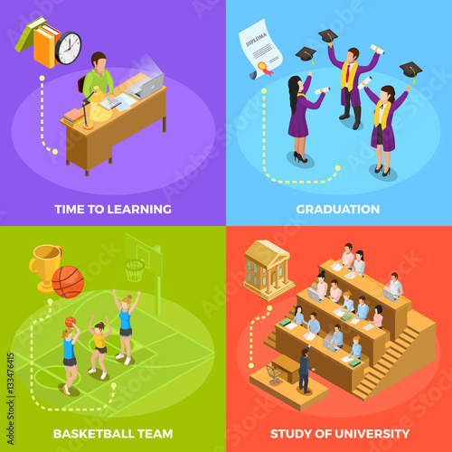 University People 4 Isometric Icons Square 