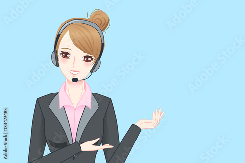  business woman wear phone headset