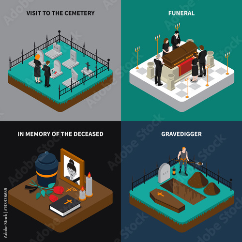 Funeral Isometric Concept
