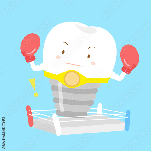  cute cartoon tooth with boxing