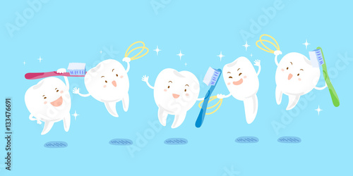 cute cartoon tooth playing