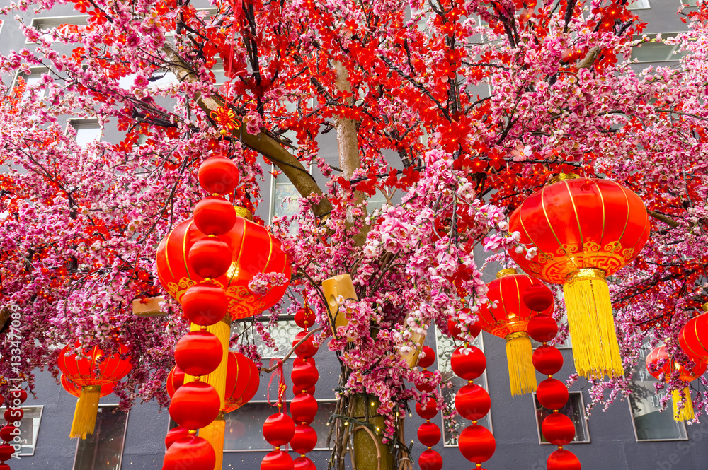 Naklejka premium Chinese lanterns during new year festival