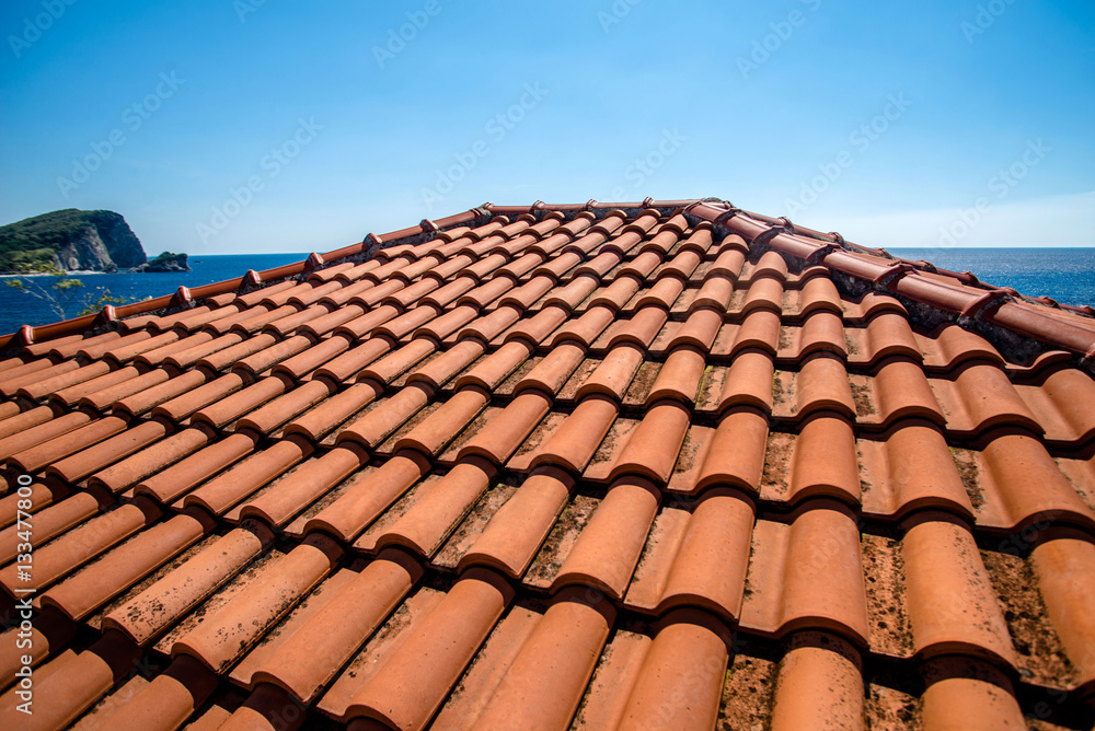 tile roof on the old house in Budva tile roof on the old house in Budva