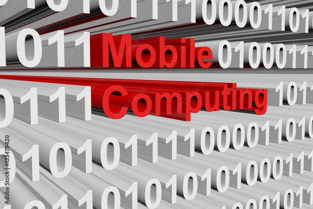 mobile computing in the form of binary code, 3D illustration