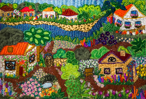 Village - embroidery background