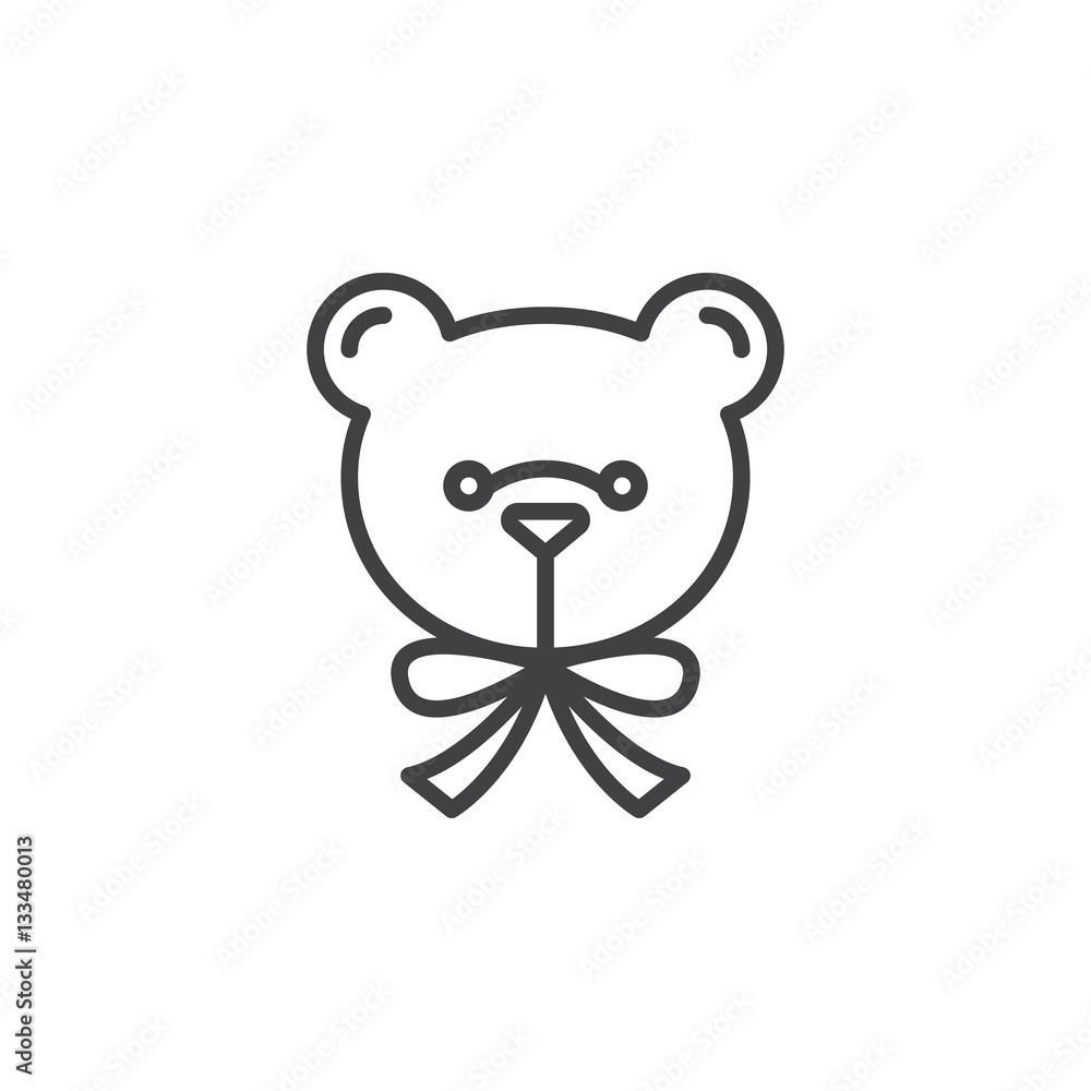 Soft toy line icon, outline vector sign, linear pictogram isolated on white. Teddy bear symbol, logo illustration Soft toy line icon, outline vector sign, linear pictogram isolated on white. Teddy bear symbol, logo illustration