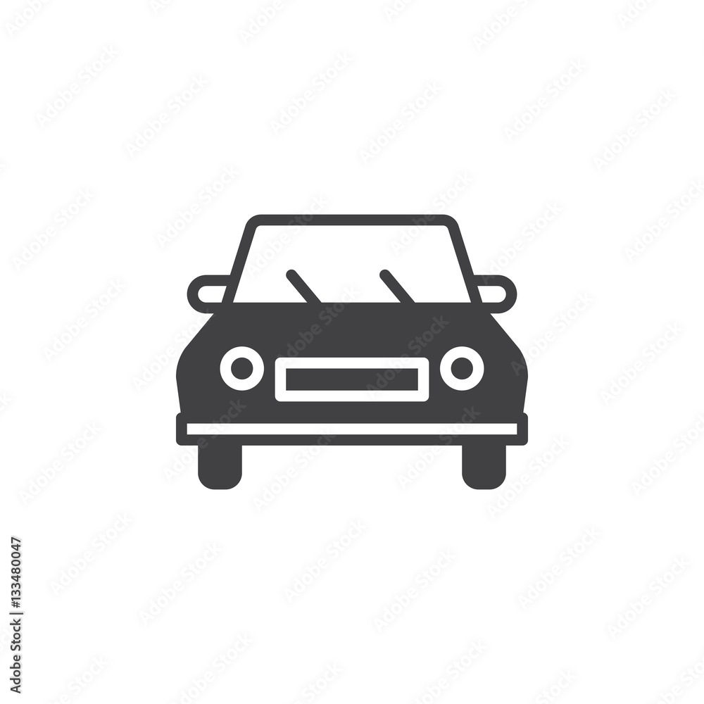 Car, vehicle icon vector, filled flat sign, solid pictogram isolated on white. Symbol, logo illustration
