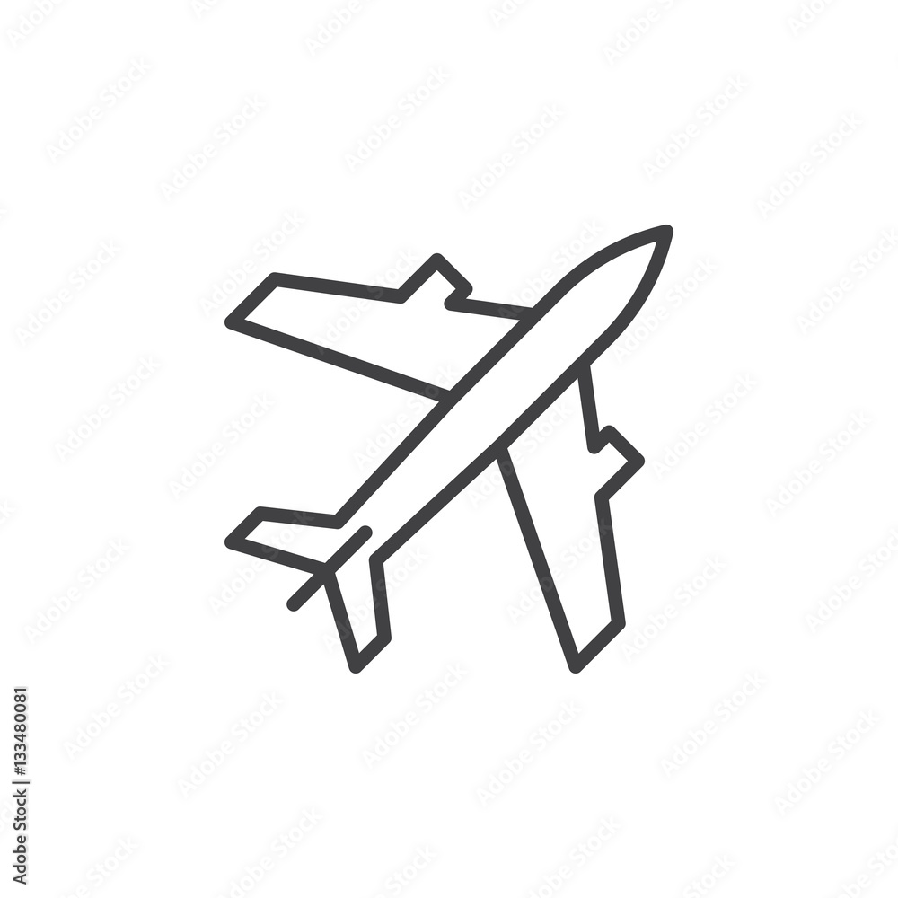 Plane, aircraft line icon, outline vector sign, linear pictogram isolated on white. Airport symbol, logo illustration Plane, aircraft line icon, outline vector sign, linear pictogram isolated on white. Airport symbol, logo illustration