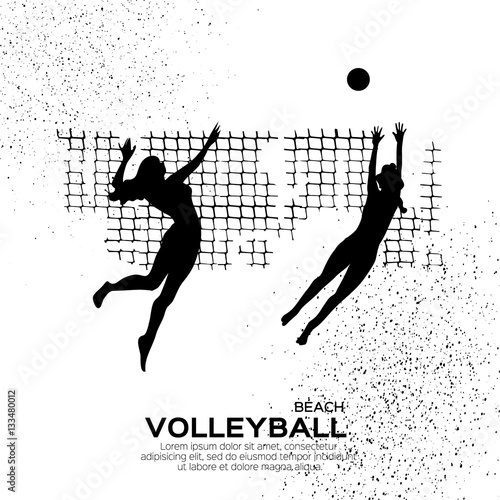 Beach Volleyball. Sport game. Funny young woman with ball.