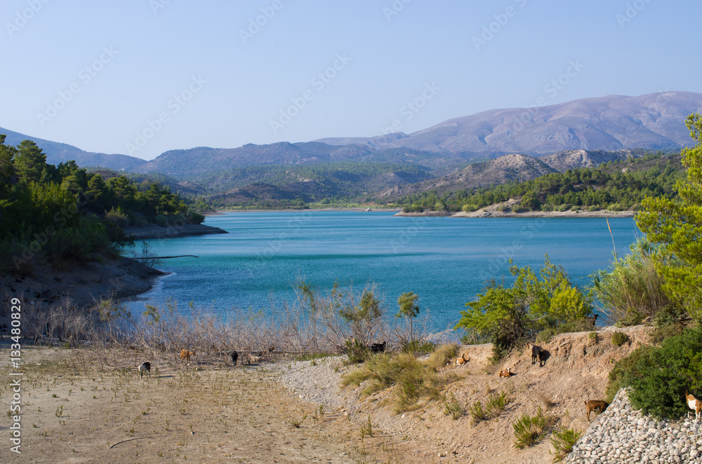 Limni Apolakkias lake on Rhodes island, Greece