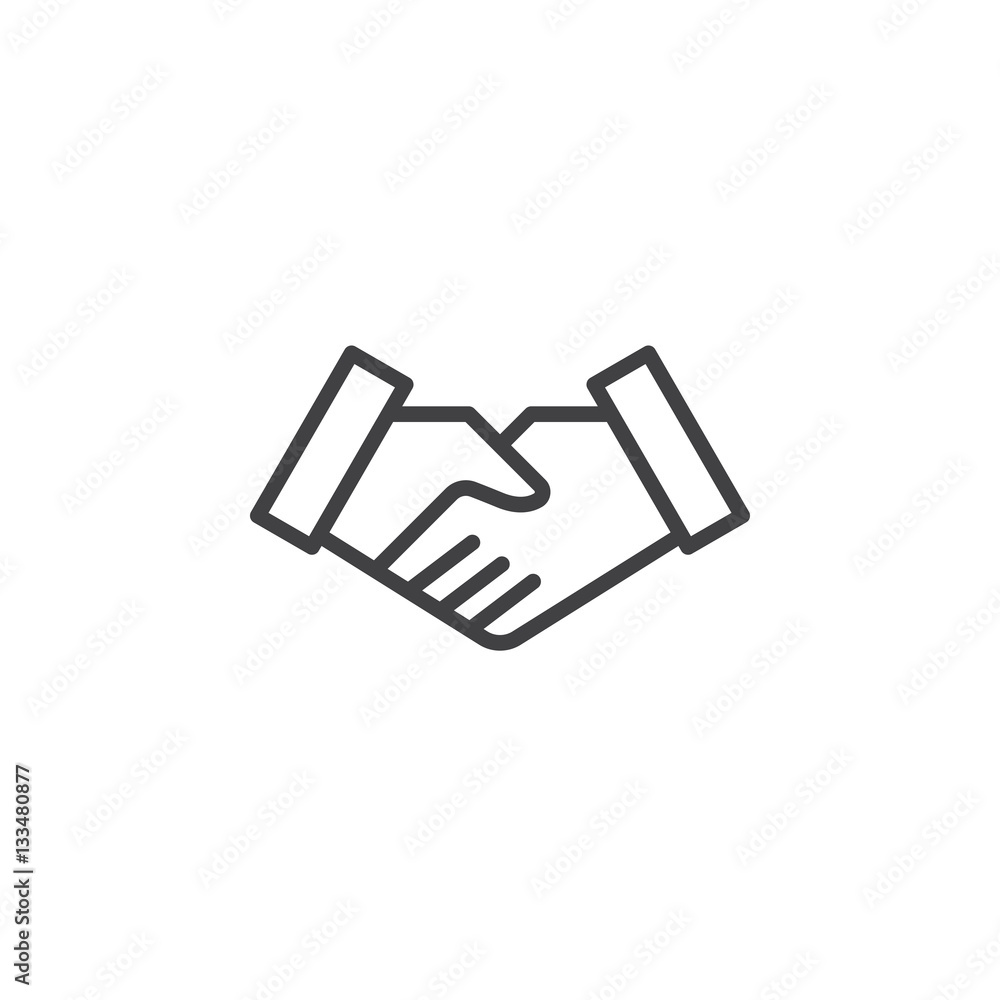 Handshake deal line icon, outline vector sign, linear pictogram isolated on white. Business partnership symbol, logo illustration Handshake deal line icon, outline vector sign, linear pictogram isolated on white. Business partnership symbol, logo illustration