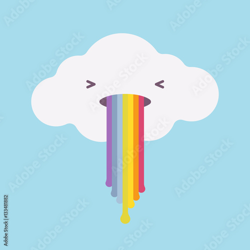 White cloud vomiting with a rainbow