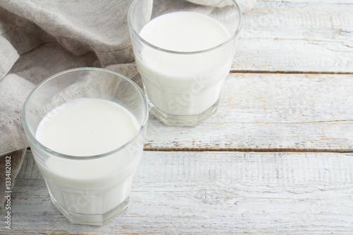 milk in a glass on a white background