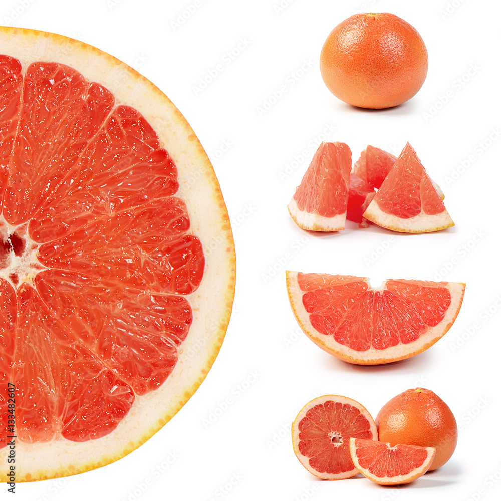 Bright grapefruit isolated on white background Bright grapefruit isolated on white background