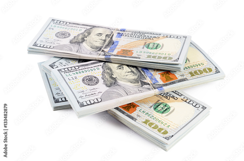 Hundred dollars isolated on white background Hundred dollars isolated on white background