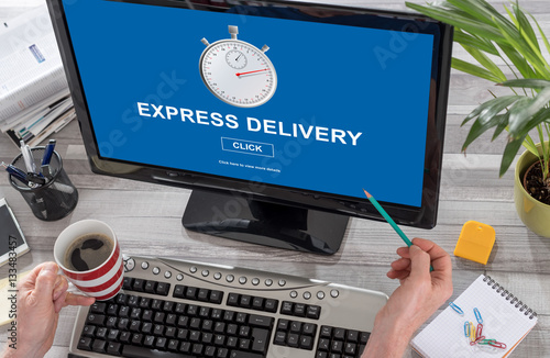 Express delivery concept on a computer