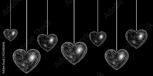 Valentines Day heart decorated with a silvery light effect