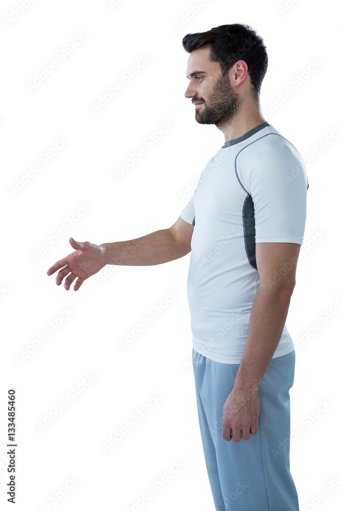 Man pretending to shake hands Man pretending to shake hands