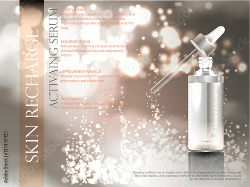 Skin serum toner template, glass droplet bottle