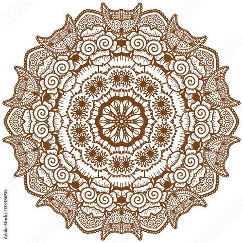 Fototapeta Naklejka Na Ścianę i Meble -  Round brown mandala.
