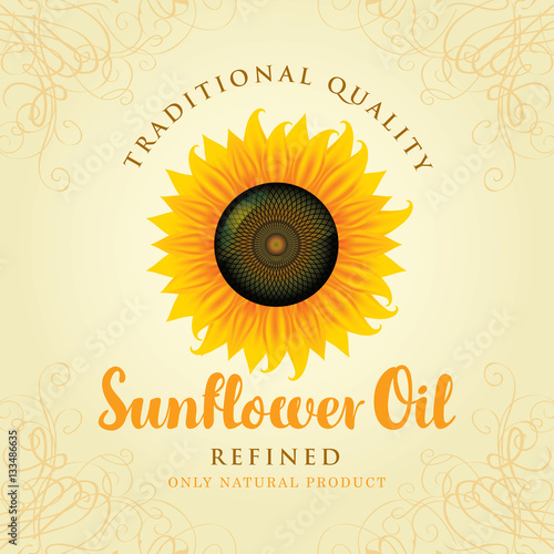 vector banner for refined sunflower oil with sunflower