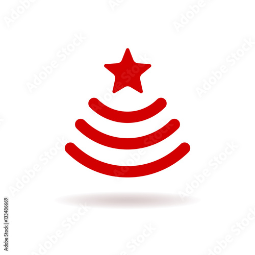 sign wi-fi in the form of a Christmas tree with star. Red isolat