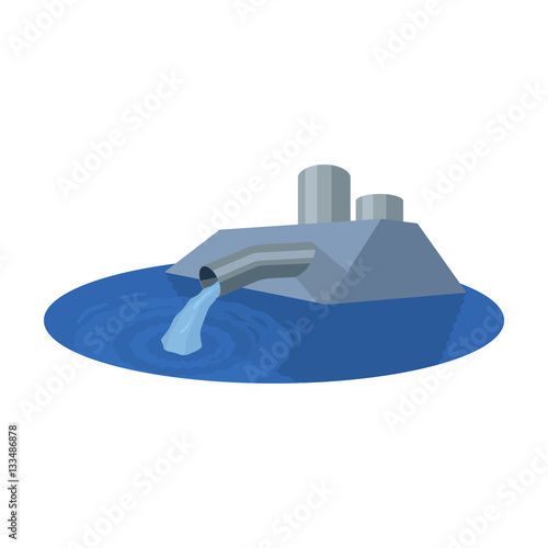 Water treatment plant icon in cartoon style isolated on white background. Water filtration system symbol stock vector illustration.