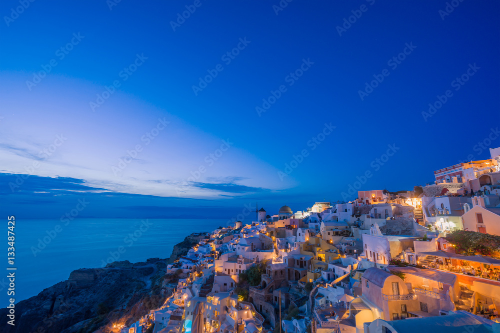 Picturesque view, Old Town of Oia or Ia on the island Santorini