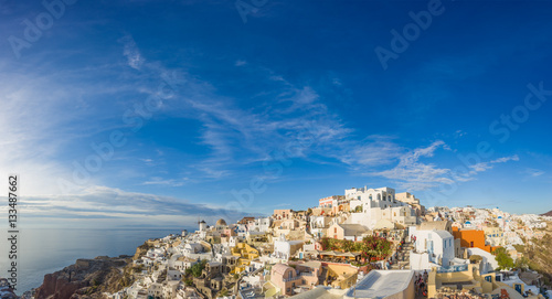 Picturesque view, Old Town of Oia or Ia on the island Santorini