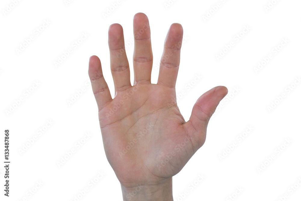 Hand of man pretending to touch an invisible screen Hand of man pretending to touch an invisible screen