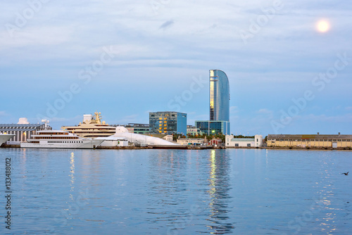 Port Vell at Sunset. Beautiful peaceful view Barcelona, Spain