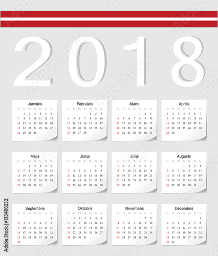 Latvian 2018 calendar