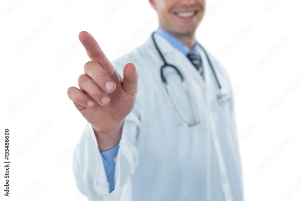 Doctor touching an digital screen Doctor touching an digital screen
