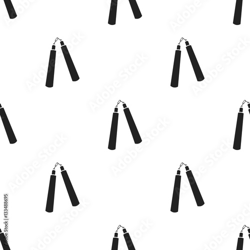 Nunchuck icon in black style isolated on white background. Weapon pattern stock vector illustration.