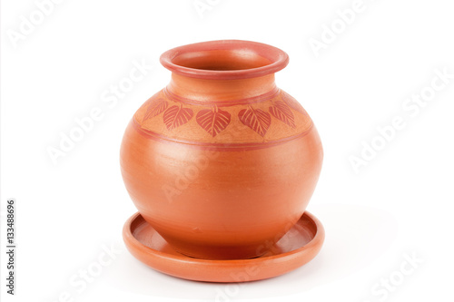 Clay pot and plate .