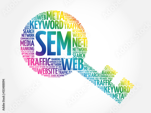 SEM - Search Engine Marketing Key word cloud, business concept