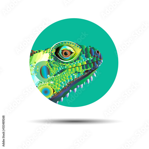 Chameleon cartoon character isolated on white background