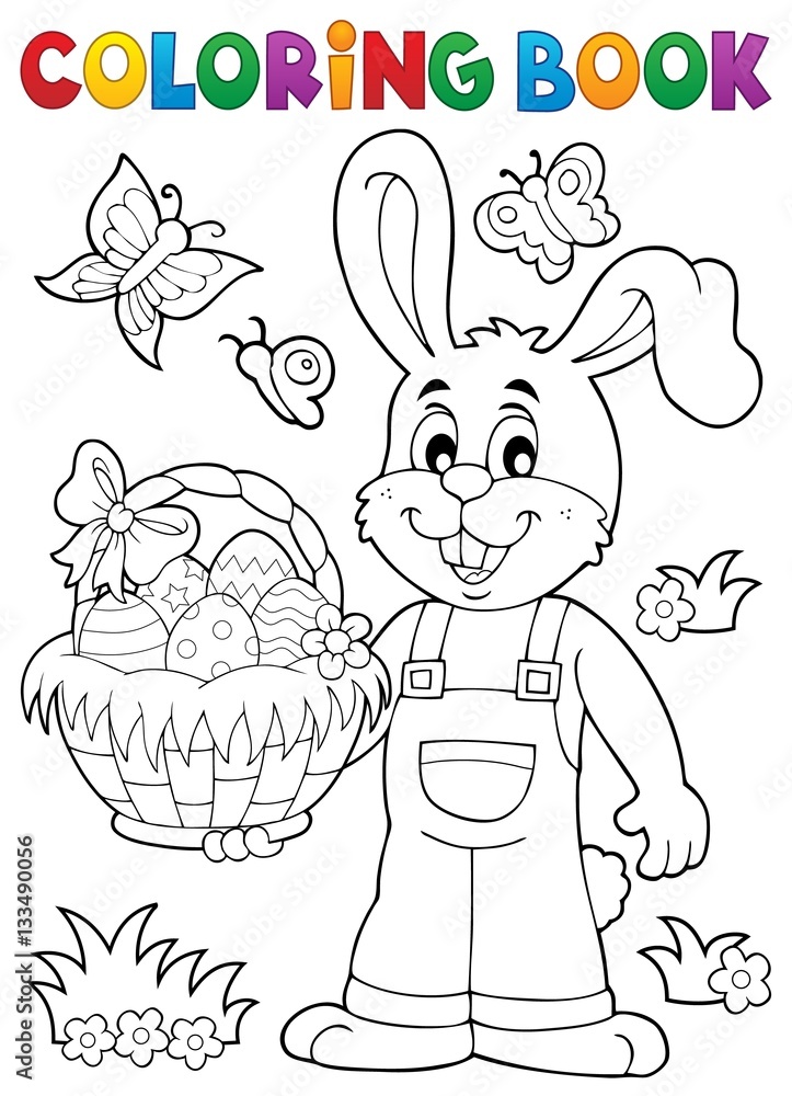 Coloring book Easter rabbit theme 7 Coloring book Easter rabbit theme 7