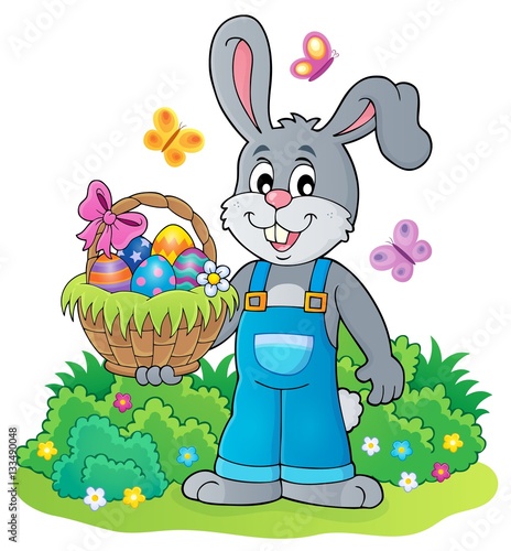 Bunny holding Easter basket theme 4