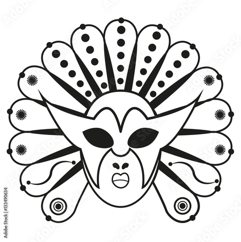 Vector illustration of a carnival mask for coloring, maschera di carnevale vettoriale da colorare