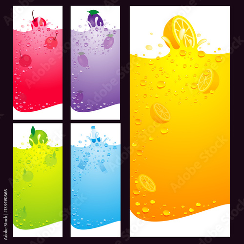 juice fruit liquid drops splash flyer colorful element backgroun