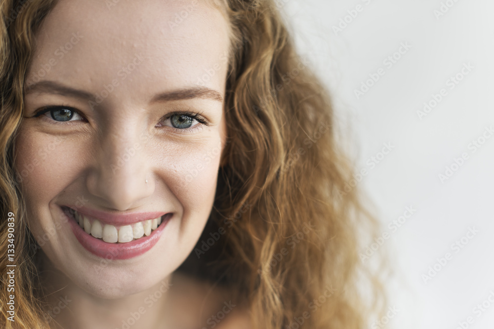 Young Woman Smiling Cheerful Concept Young Woman Smiling Cheerful Concept