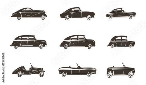 Retro Car Black Icons Collection 