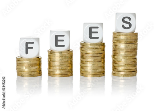 Coin stacks with letter dice - Fees photo
