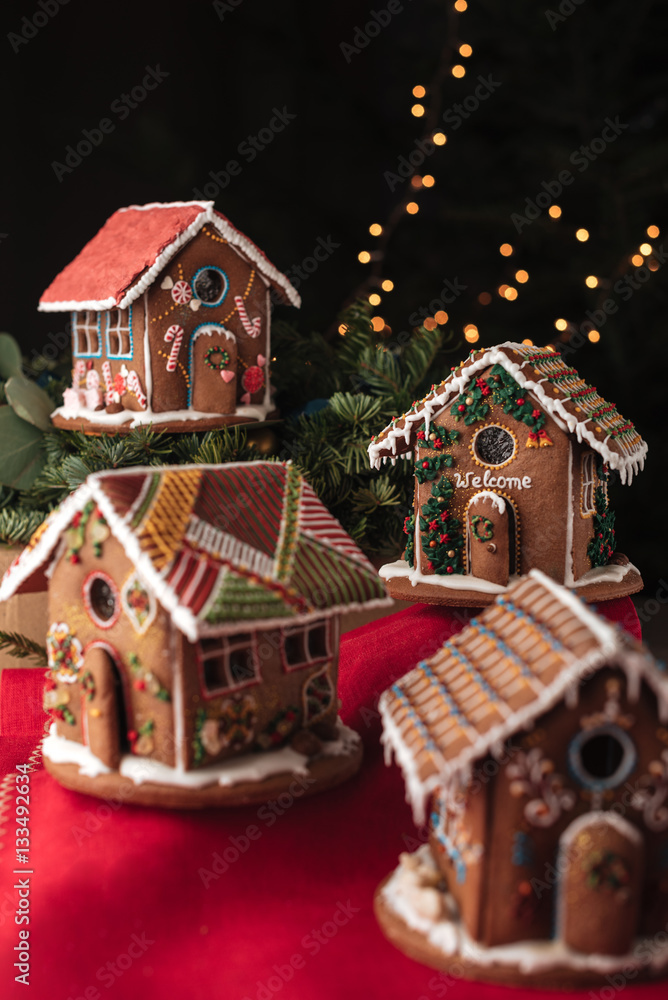 Four gingerbread houses Four gingerbread houses