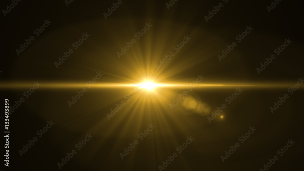 Lens Flare light over black background. Easy to add overlay or s
