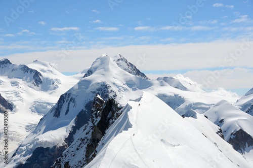 View over the Alps from the Breithorn summit, Zermatt, Switzerland