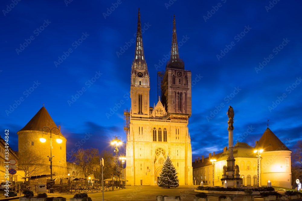 morning view of Zagreb cathedral. Croatia.