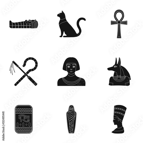 Ancient Egypt set icons in black style. Big collection of ancient Egypt vector symbol stock illustration