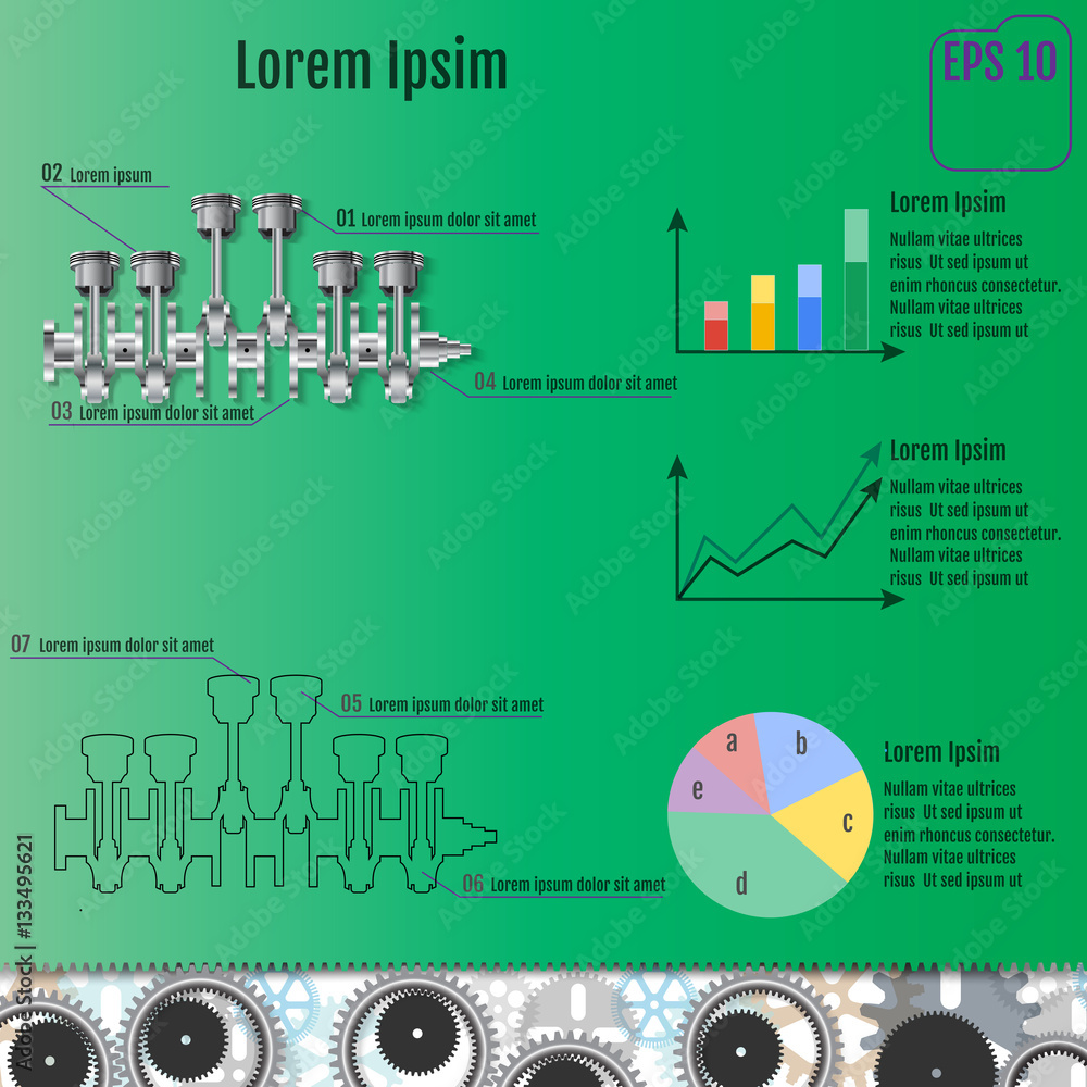 Obraz premium Plansza koncepcyjna oparta na wale korbowym. Napraw infograf